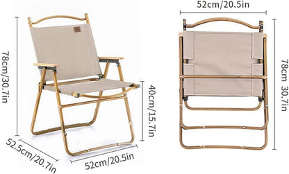 Jorunb Camping Chair Folding Outdoor Beach Chair Portable Ultralight Furniture Backpacking Chair with Wooden Handle Aluminum Bracket Stable Collapsible Chair for BBQ Hiking,Fishing,Picnic,Travel