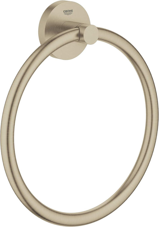 Grohe 40365EN1 Essentials Metal 12.2-in. Towel-Ring, Brushed Nickel InfinityFinish