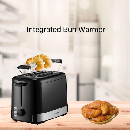 Homey Toaster 2 Slice, Bread Toaster, 7 Adjustable Browning Control,Reheat,Defrost,Cancel Function, with Removal Crumb Tray and Warming Rack, Black