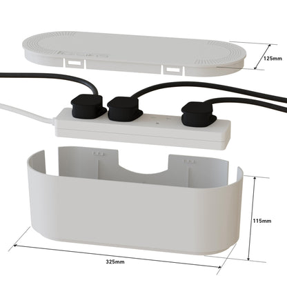 D-Line Cable Tidy Box, Hide and Conceal Extension Blocks and Electrical Cables, Fully Safety d Cable Management Solution, Made from Robust Electrically-Safe ABS Material - Small, Black