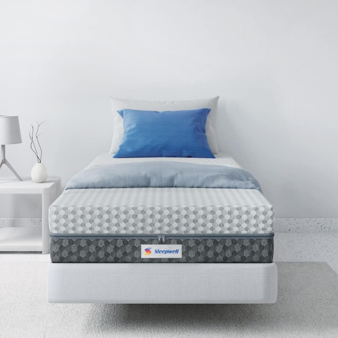 Sleepwell Dual PRO Profiled Foam Reversible 20 cm, Single Bed Size, Gentle and Firm, Triple Layered Anti Sag Foam Mattress (White, 200x90x20 cm) 100 Nights Trial