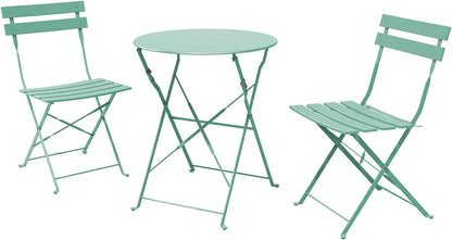 Grand patio Premium Steel Patio Bistro Set, Folding Outdoor Patio Furniture Sets, 3 Piece Patio Set of Foldable Patio Table and Chairs, Pea Green