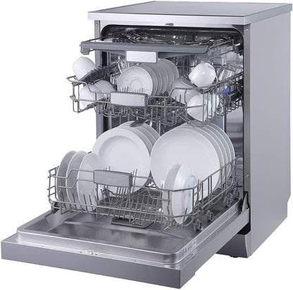 evvoli Dishwasher 12 place setting, 6 programs, 2 Rack Levels, 11 L,High Energy Efficiency, Quiet, Silver EVDW-122S