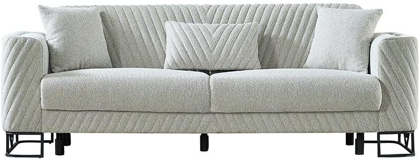 Danube Home Elegance 3 Seater Fabric Sofa | Modern Design Three Seat Sofas | Comfortable Living Room Furniture L 230 x W 80 x H 82 cm - Grey