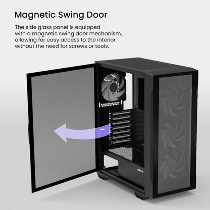 Zalman i3 NEO TG ATX Gaming PC Computer Case - 4 x 120mm Infinity Mirror ARGB Fans - ATX, mATX, Mini-ITX, Tempered Glass Front & Side Panel, White