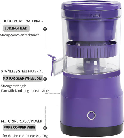 Fawoonu Electric Citrus Juicer USB High Juice Yield Automatic Cordless Orange Juicer Squeezer One Touch Operation Portable Juicer for Orange Lemon Grapefruit