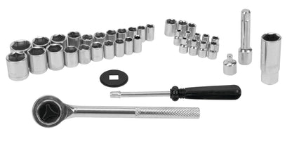 PERFORMANCE TOOL W1198 SAE/Metric 100-Piece Socket (1/4", 3/8" & 1/2" Drive) and Bit Set,Gray, 100pc & Set