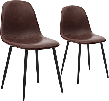 CangLong Washable PU Cushion Seat Back, Mid Century Metal Legs for Kitchen Dining Room Side Chair, 4 pcs pack, Brown 4