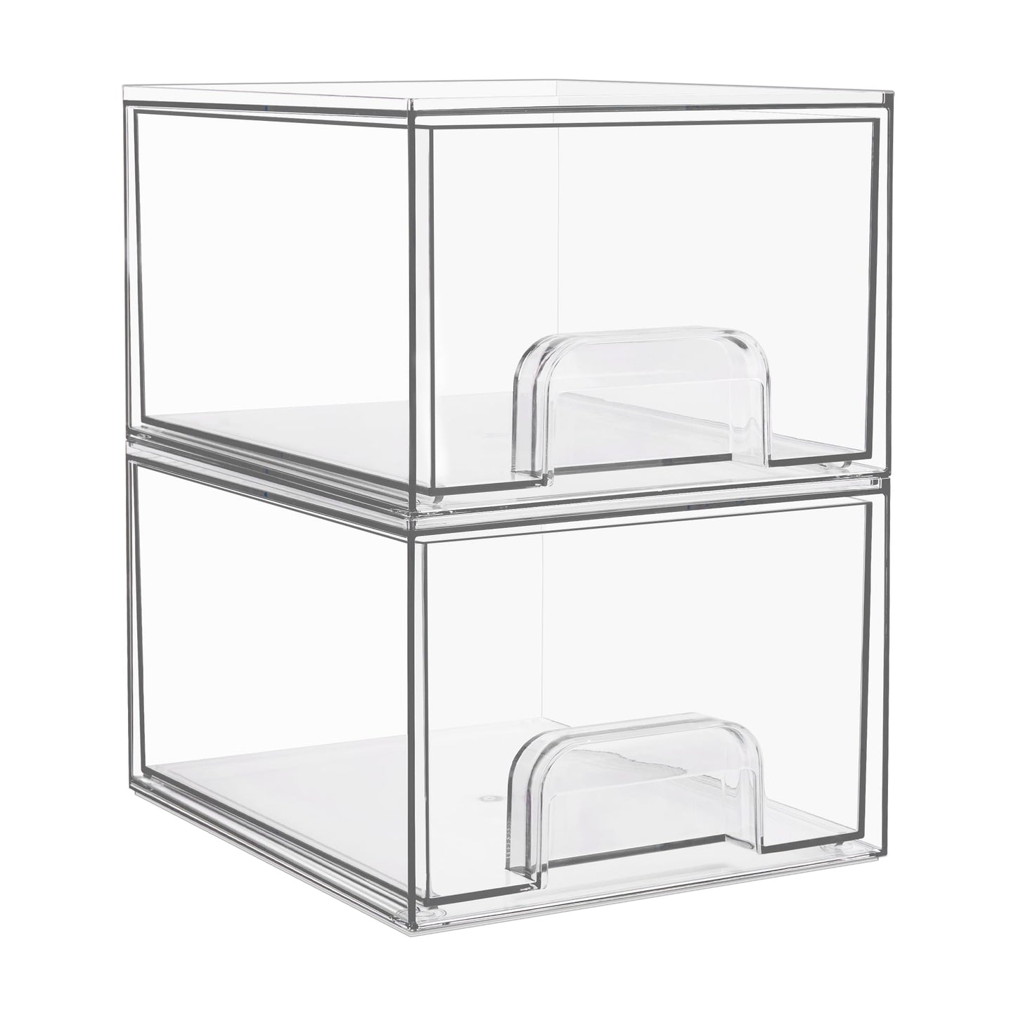 Vtopmart 4 Pack Clear Stackable Storage Drawers, 4.4'' Tall Acrylic Bathroom Makeup Organizer,Plastic Storage Bins For Vanity, Undersink, Kitchen Cabinets, Pantry, Home Organization and Storage