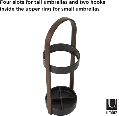 Umbra Hub Umbrella Stand, Space-Saving Umbrella Stand, Great for the Front Door/Entryway, White Natural