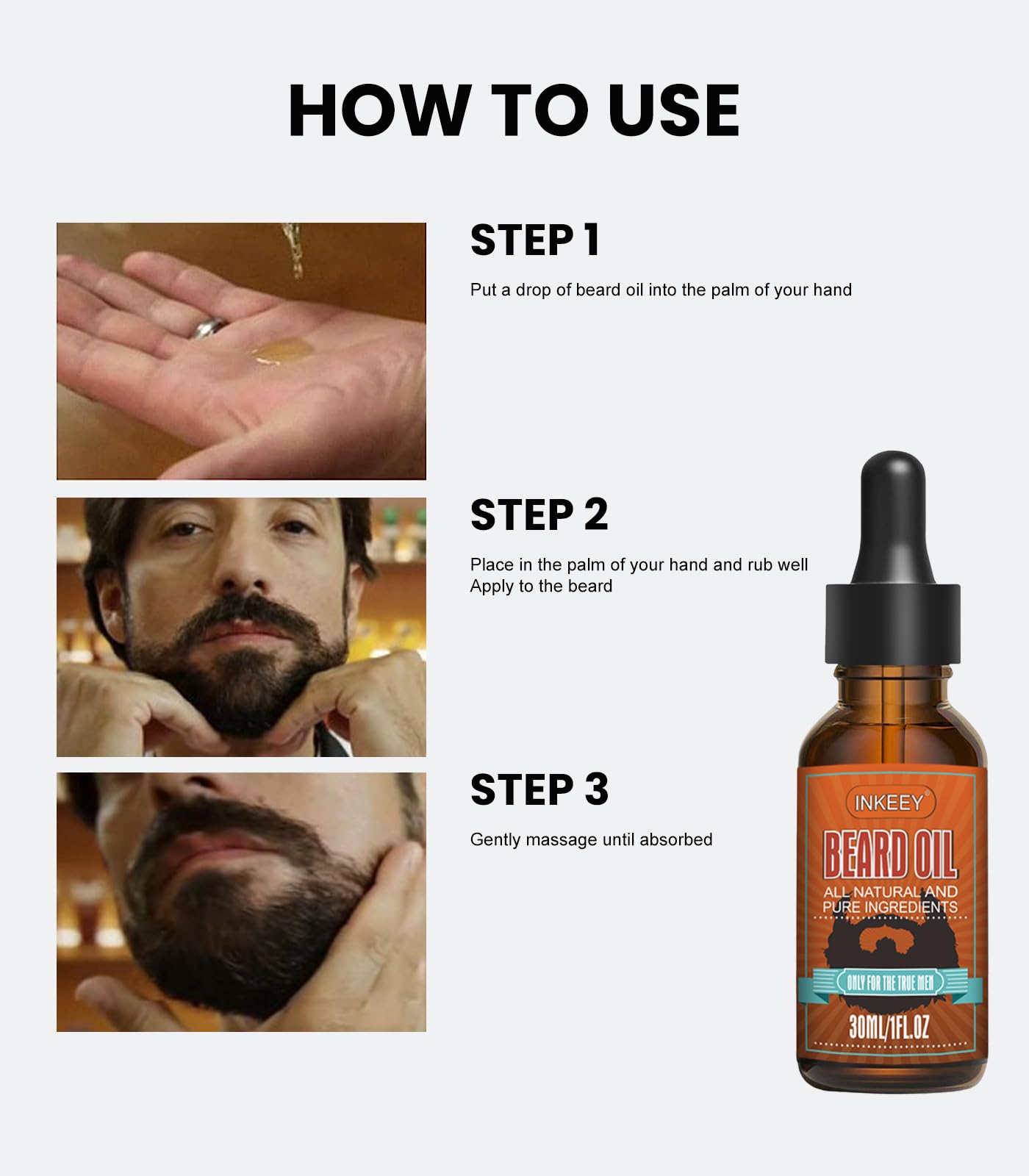 Beard Oil, Pure Natural Beard Growth Oil, Beard Moisturizing Softener, Beard Growth Products for Patchy Beard, Fathers Day, Perfect Gifts for Men Husband Boyfriend Dad, with Azurer Scent(30 ml)