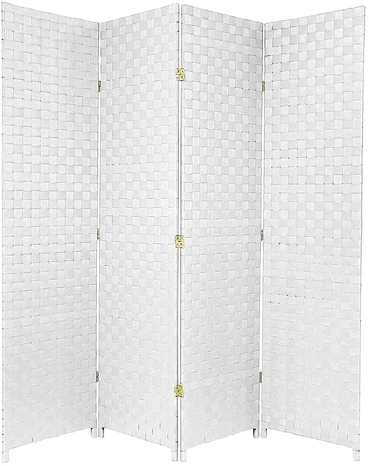 Karnak 4-Panel Room Dividers and Folding Privacy Screens Partition Walls for Bedroom Rattan Screen Divider Portable Freestanding Privacy Wall (White)