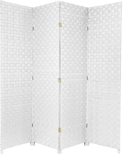 Karnak 4-Panel Room Dividers and Folding Privacy Screens Partition Walls for Bedroom Rattan Screen Divider Portable Freestanding Privacy Wall (White)