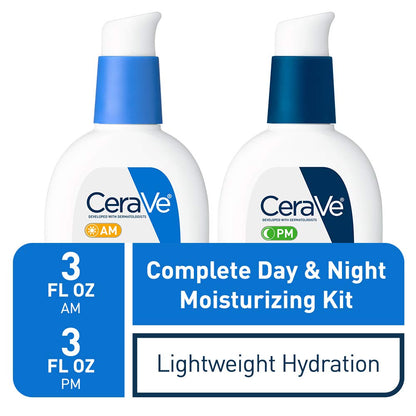 CeraVe Facial Moisturizing Lotion 3 Fl Oz (Pack of 2) AM/PM Bundle (Packaging may vary)