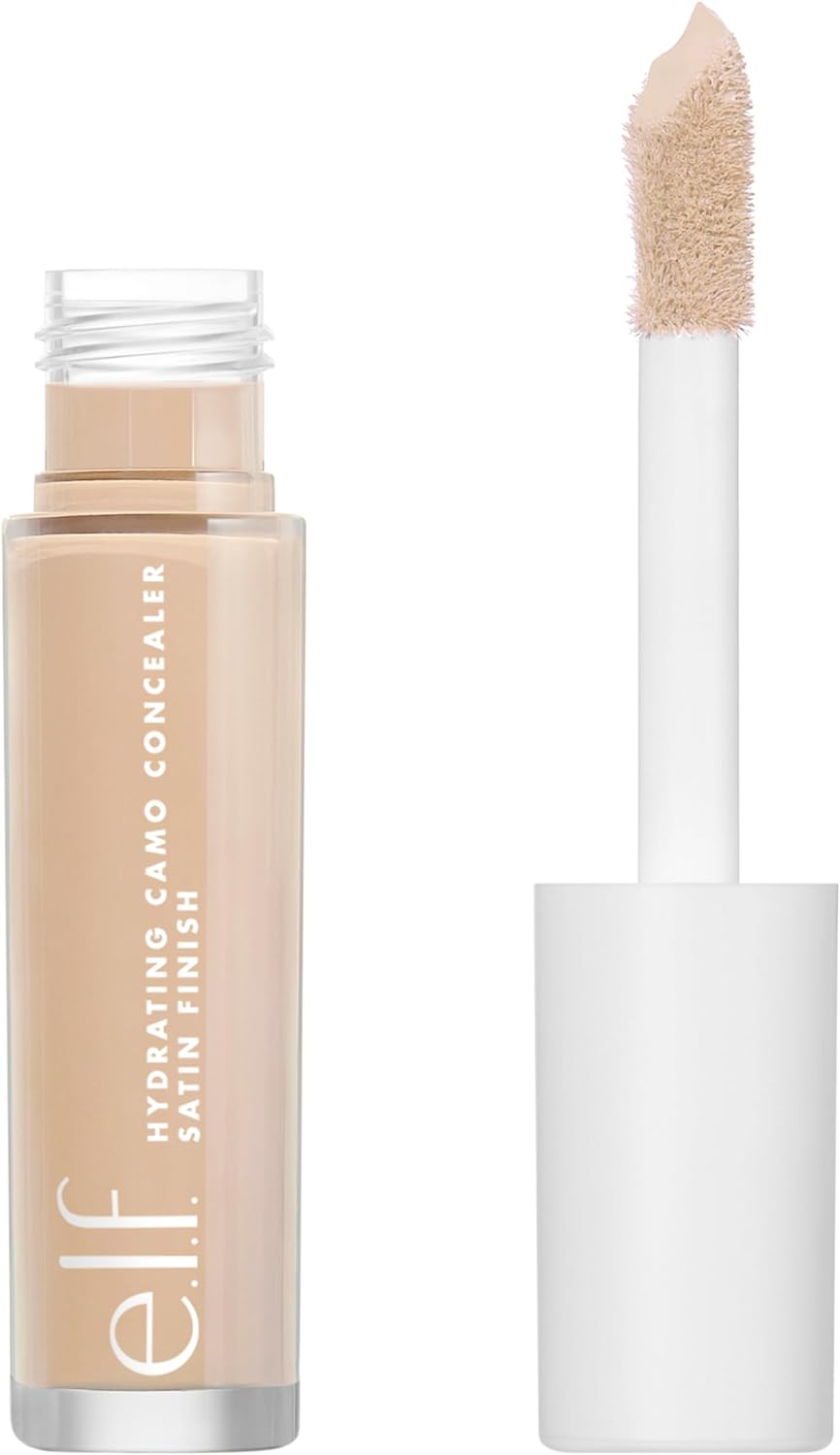 e.l.f, Hydrating Camo Concealer, Lightweight, Full Coverage, Long Lasting, Conceals, Corrects, Covers, Hydrates, Highlights, Medium Peach, Satin Finish, 25 Shades, All-Day Wear, 0.20 Fl Oz