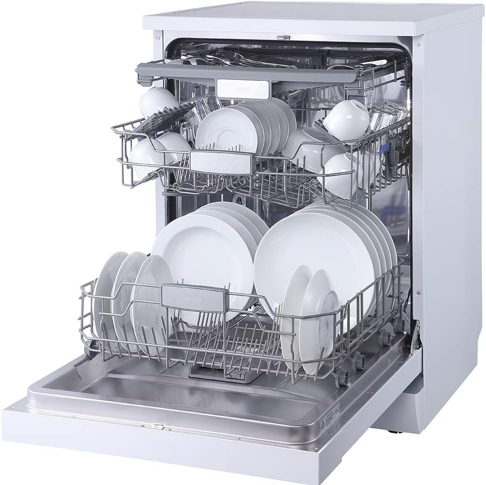 evvoli Dishwasher 12 place setting, 6 programs, 2 Rack Levels, 11 L,High Energy Efficiency, Quiet, Silver EVDW-122S