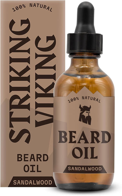 Vanilla Beard Oil (Large 2 oz.) - 100% Natural Beard Conditioner with Organic Tea Tree, Argan, and Jojoba Oil with Vanilla Scent - Softens, Smooths, and Strengthens Beard Growth by Striking Viking