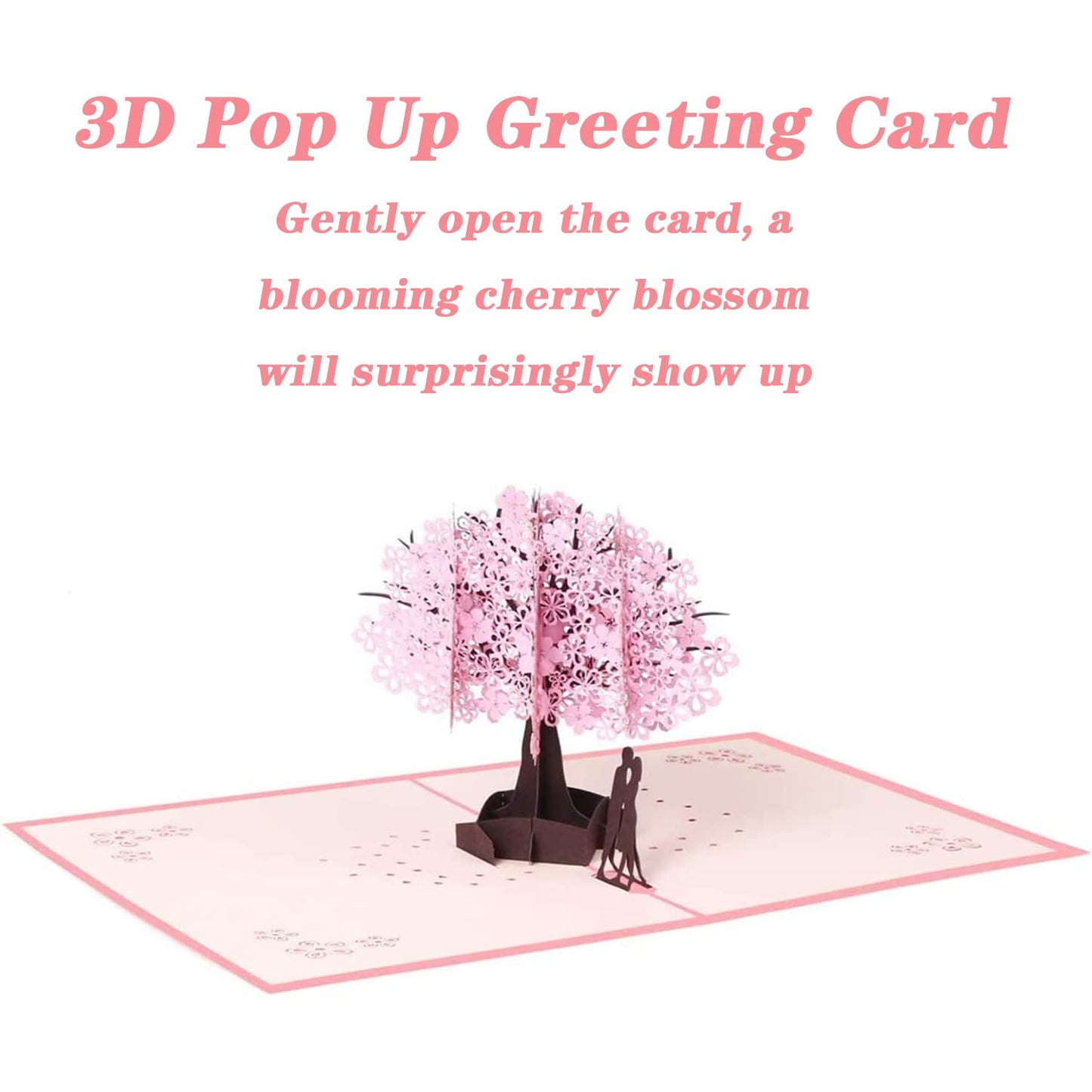 Xspring Cherry Blossom Pop Up Card, Romantic Cherry Blossom Design Greeting Cards, Happy Anniversary Card, Anniversary Cards for Couples with Envelope, Surprising Present for Couple, Wife (Style 1)