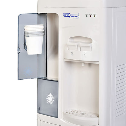 Super General Hot and Cold Water Dispenser, Water-Cooler with Cabinet and Cup-Holder, Instant-Hot-Water, 2 Taps, SGL-1171, White/Grey, 31.2 x 32.5 x 96 cm, 1 Year Warranty