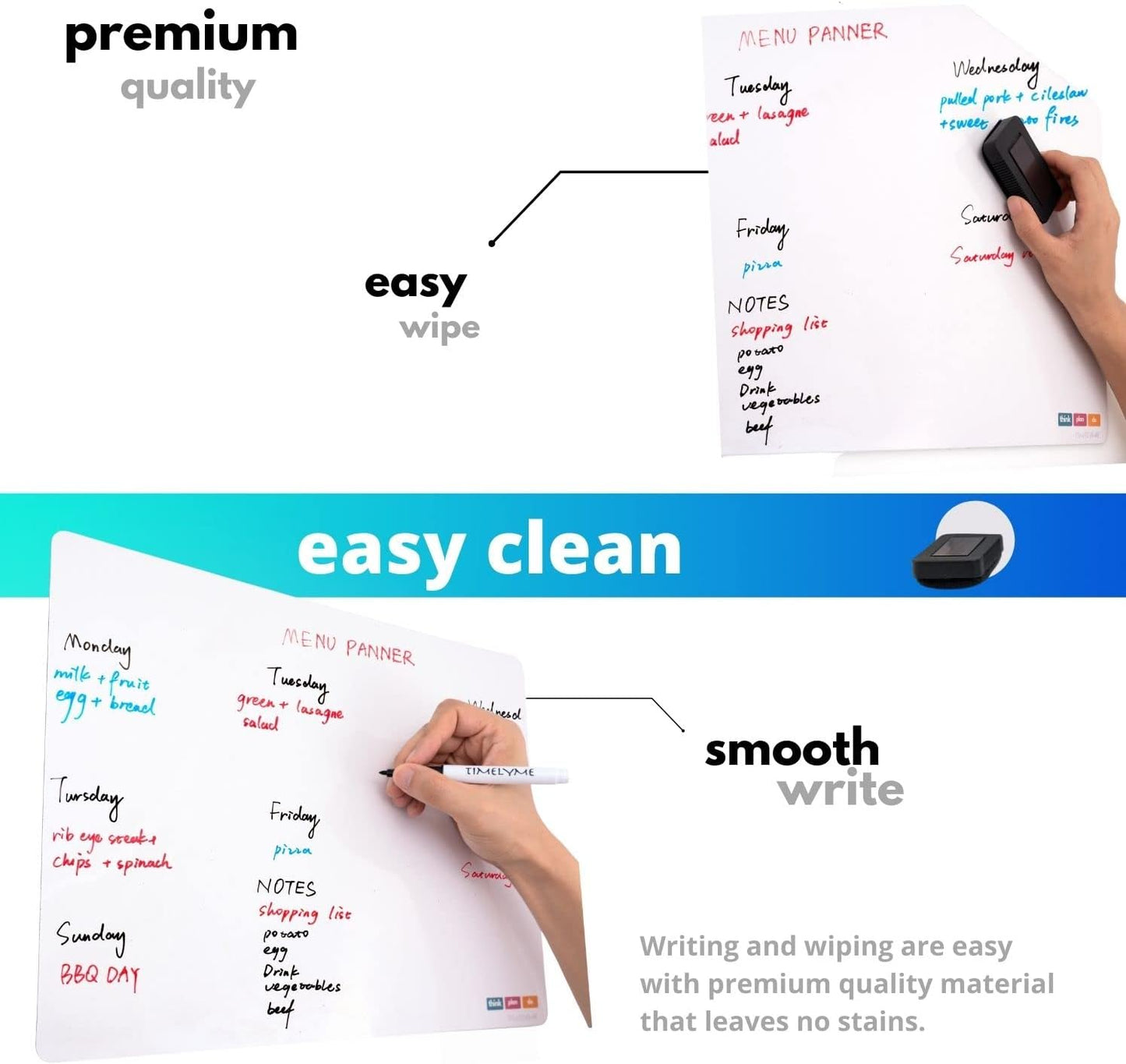 TIMELYME Magnetic Whiteboard Calendar Weekly Monthly Daily Planner Fridge, Family Planner & Organizer Set (New Plain)