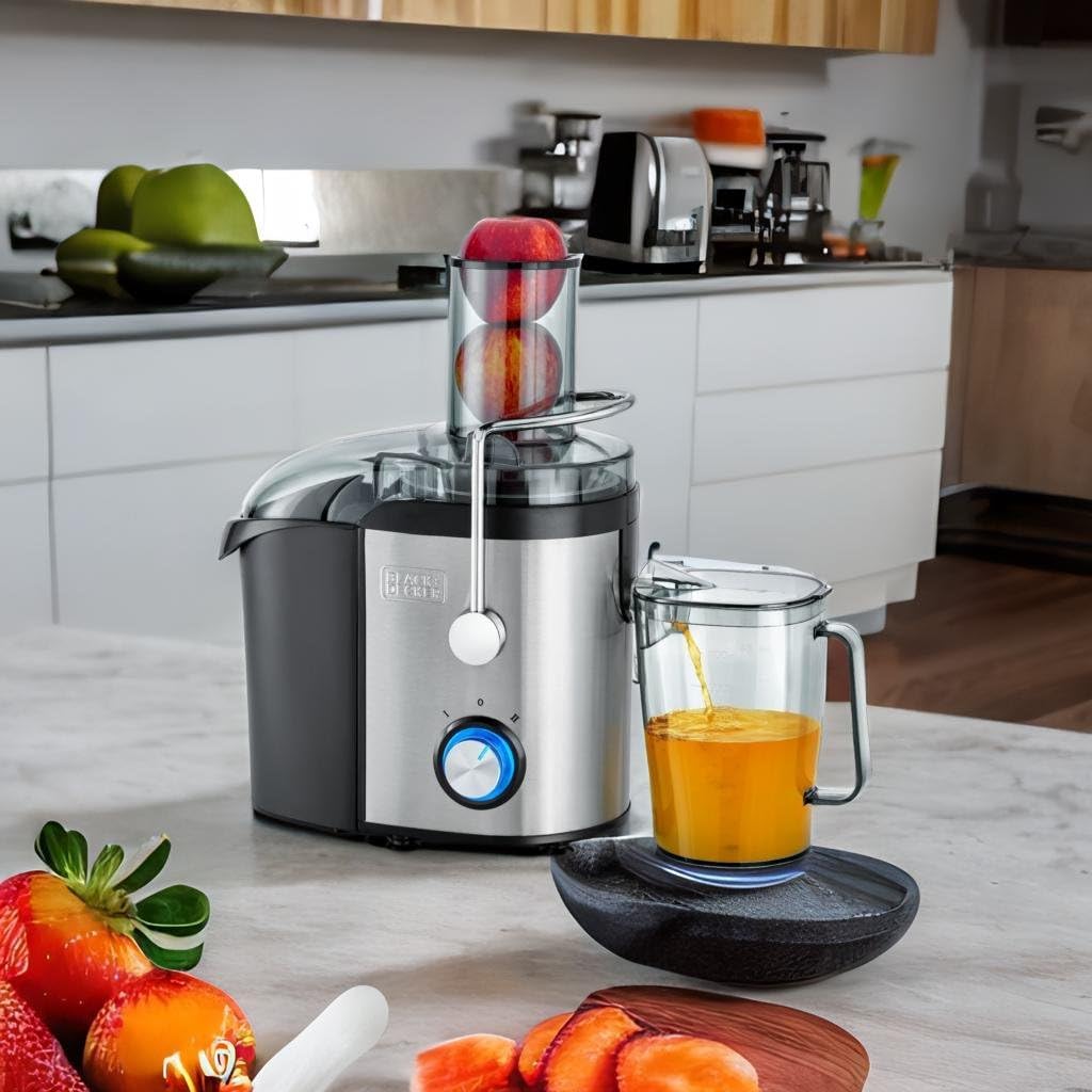 Black+Decker 800W 1.7L Stainles Steel XL Juicer Extractor With Juice Collector Silver/Black Je800-B5"Min 1 year manufacturer warranty"