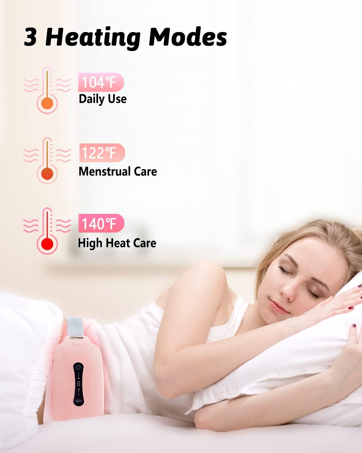 Latumab Heating Pads for Cramps, Cordless Portable Menstrual Heating Pad, Fast Period Pain Relief Heating Pad with 3 Heat Levels and 3 Massage Modes, Back or Belly Heating Pad, Ideal Gifts for Women