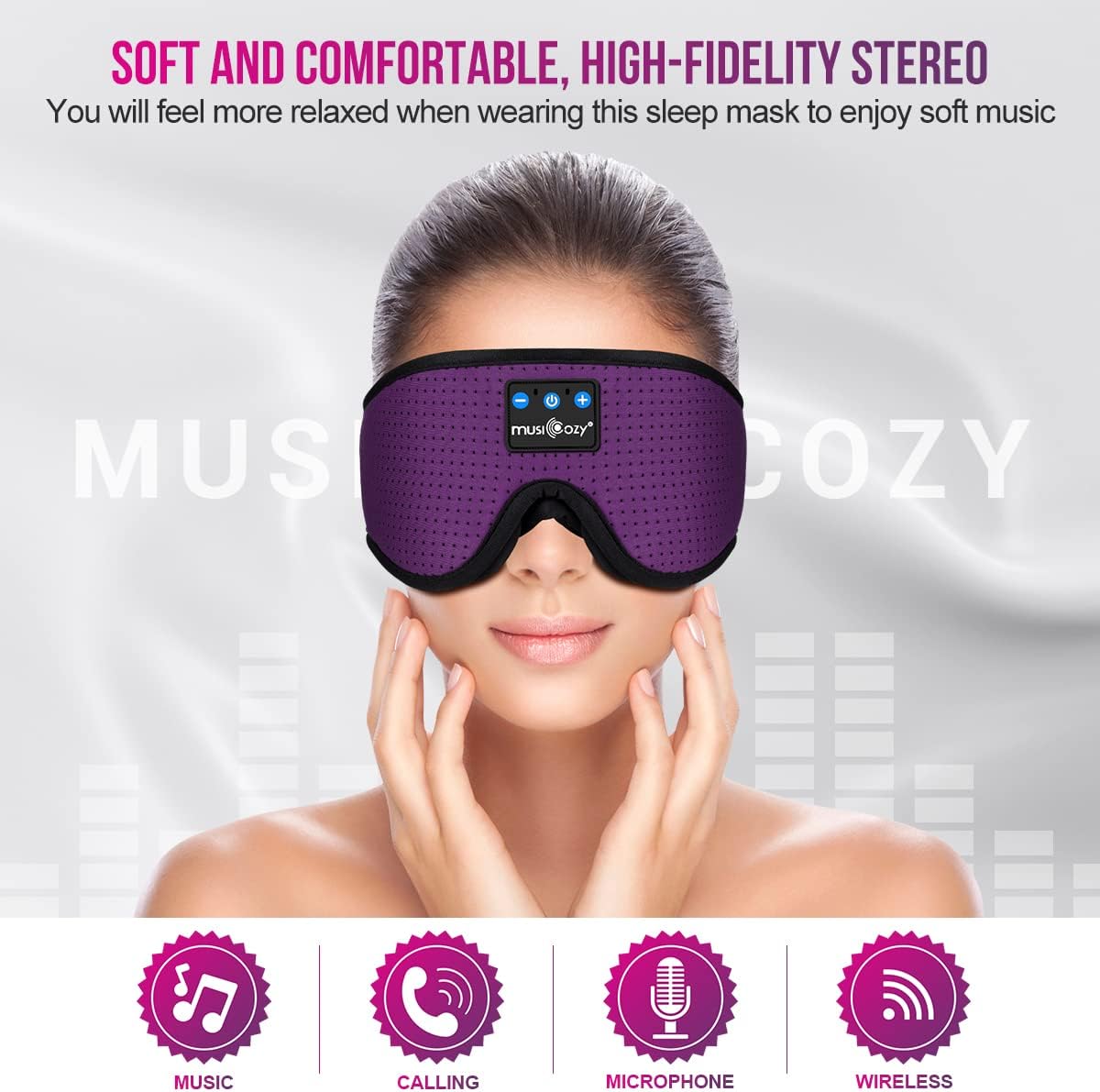 MUSICOZY Sleep Headphones Bluetooth Sleep Mask 3D Wireless Music Sleeping Headphones Headband Eye Mask Sleep Earbuds for Side Sleepers Mom Men Women with Speakers Cool Tech Gadgets Gifts