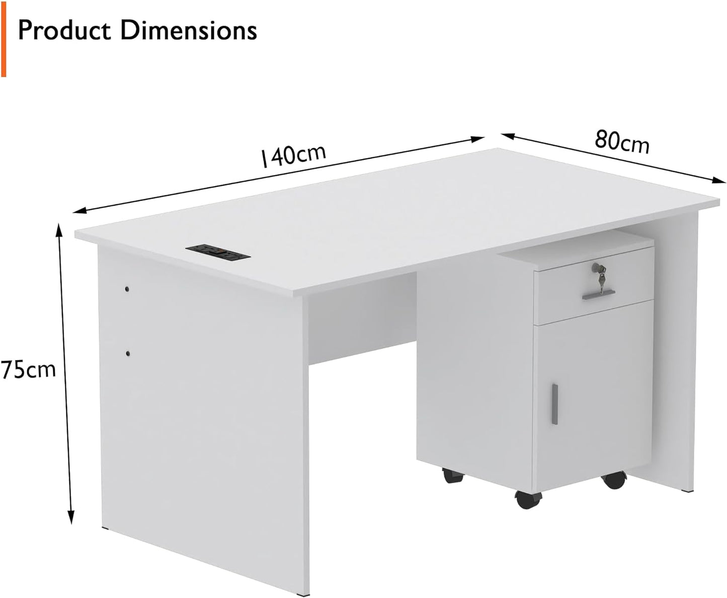 Mahmayi Writing Desk, MP1 160x80 Modern Wood Writing Table with Mobile Drawers - Versatile Corner Desk, Stylish and Functional Home Office Furniture - Oak (160cm With Drawer)