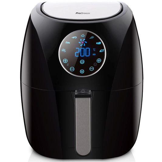 Pro Breeze Air Fryer 4.2L 1400W With Digital Display Timer And Fully Adjustable Temperature Control For Healthy Oil Free & Low Fat Cooking 4.2L Black