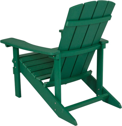 Flash Furniture Charlestown Commercial Grade Indoor/Outdoor Adirondack Chair, Weather Resistant Durable Poly Resin Deck and Patio Seating, Blue