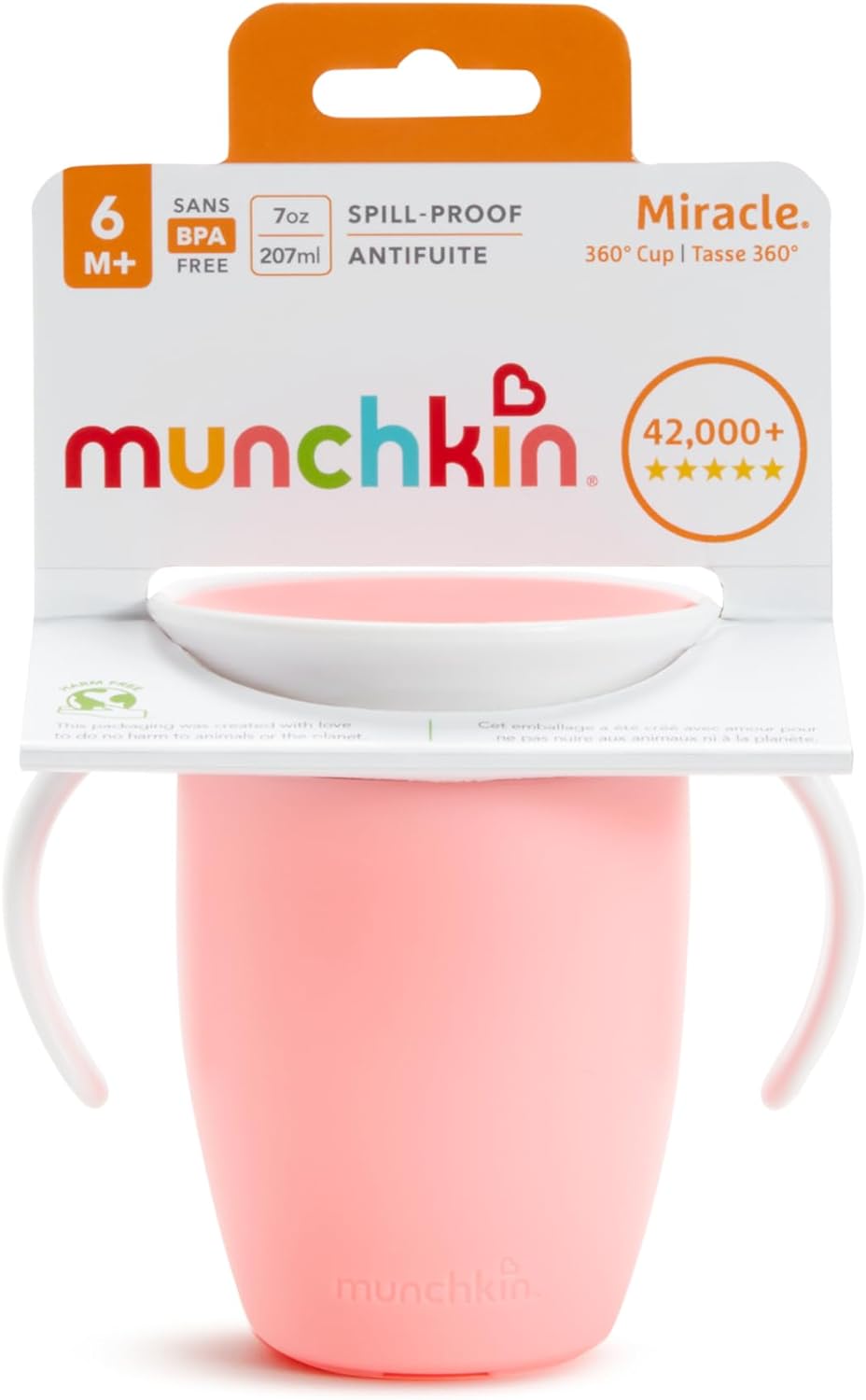 Munchkin Miracle 360 Sippy Cup, Trainer Toddler Cup, BPA Free Baby & Toddler Cups w.Handles, Non Spill Cup, Dishwasher Safe Baby Cup, Leakproof Childrens Cup, 6+ Months - 7oz/207ml, 2 Pack, Blue/Green