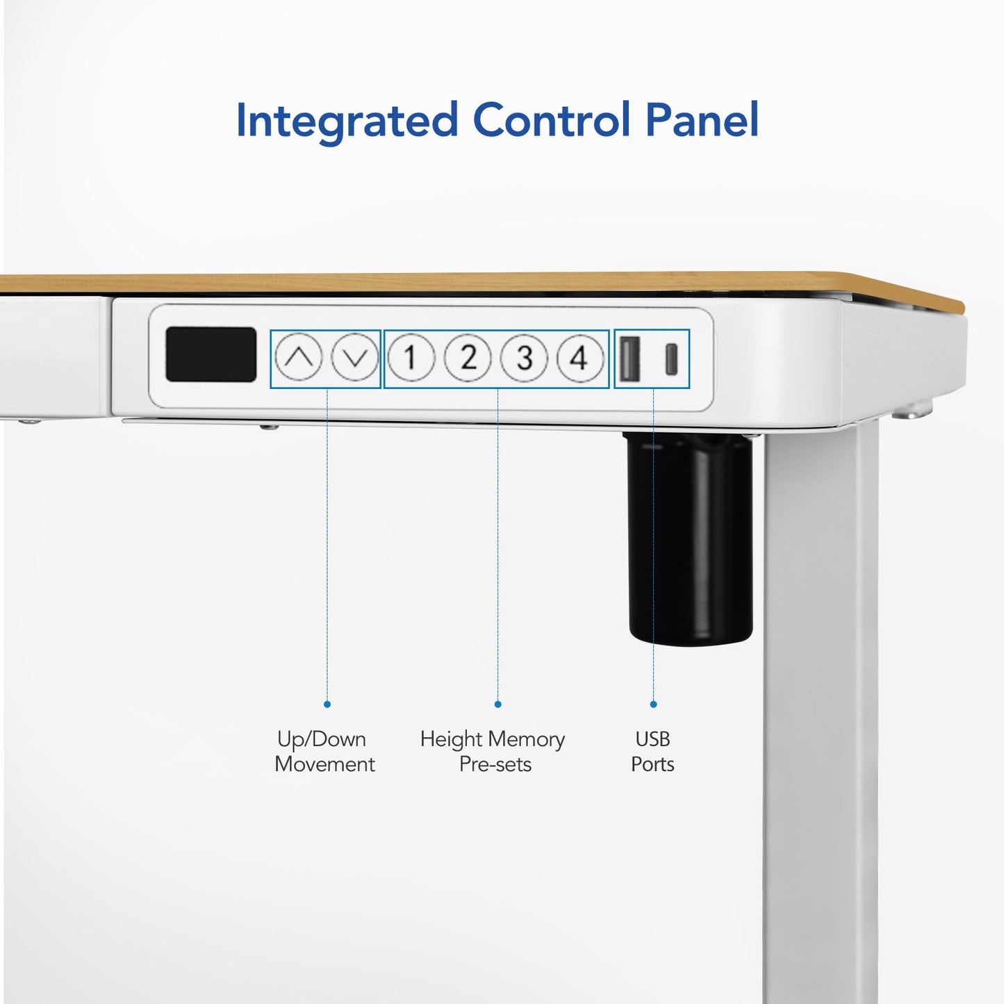 FLEXISPOT Electric Height Adjustable Standing Desk with Drawer 48 x 24 Inches Natural Desktop & Adjustable White Frame Quick Install Computer Workstation (USB Charge Ports, Memory Controller)