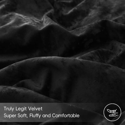 PHF 4-Piece Truly Velvet Sheet Set Queen Size, Luxury Cozy Warm Sheets Set for Fall & Winter, Non Pilling Fuzzy Flannel Fleece 15" Deep Pocket Sheet Set, Black