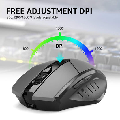 INPHIC Wireless Mouse, [Upgraded: Battery Level Visible] Large Ergonomic Rechargeable 2.4G Optical PC Laptop Cordless Mice with USB Nano Receiver, Black