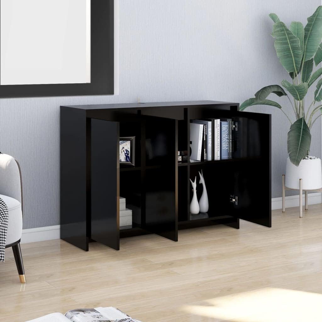 vidaXL Sideboard Home Living Room Bedroom Hallway Furniture Modern Decor Storage Side Cabinet Oragniser Buffet Cupboard Black Engineered Wood