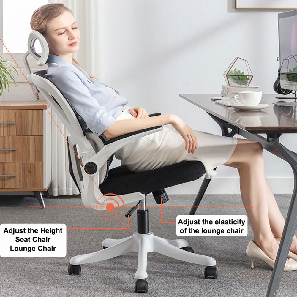 Home Office Desk Chair, Ergonomic Chair with Lumbar Support Armrest, with independent lumbar support Gaming Mesh Chair for Home with Headrest, Computer Chair with Armrest, Home Comfortable Chair