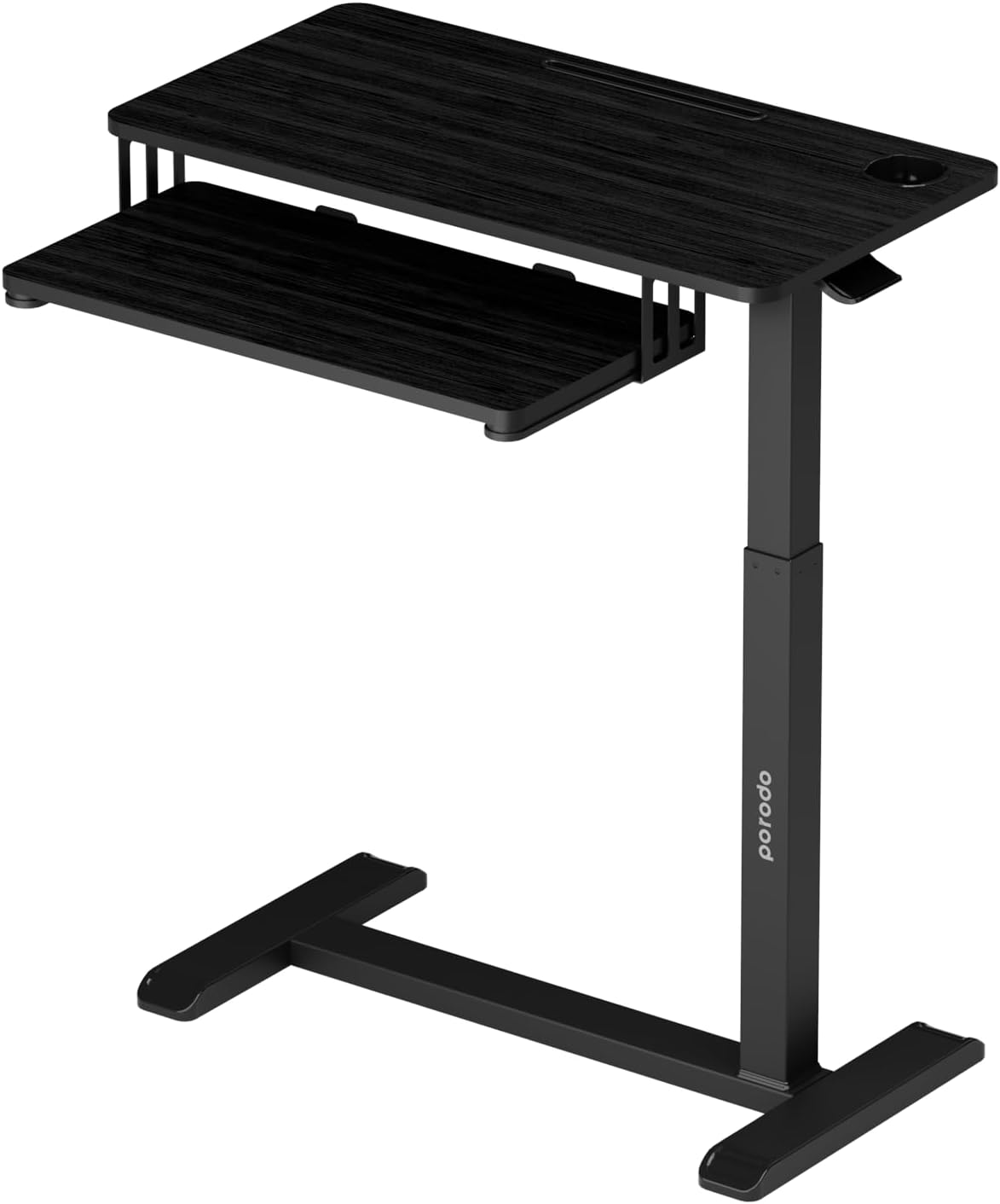 Porodo Height Adjustable Side Desk with Keyboard Tray - Black