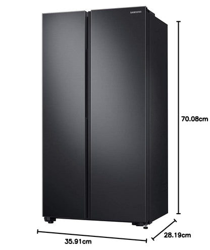 Samsung 680 Liters, Side By Side Refrigerator, RS62R5001B4/AE, Gentle Black Matt, SpaceMax Technology, 20 Year Warranty on Digital Inverter Compressor