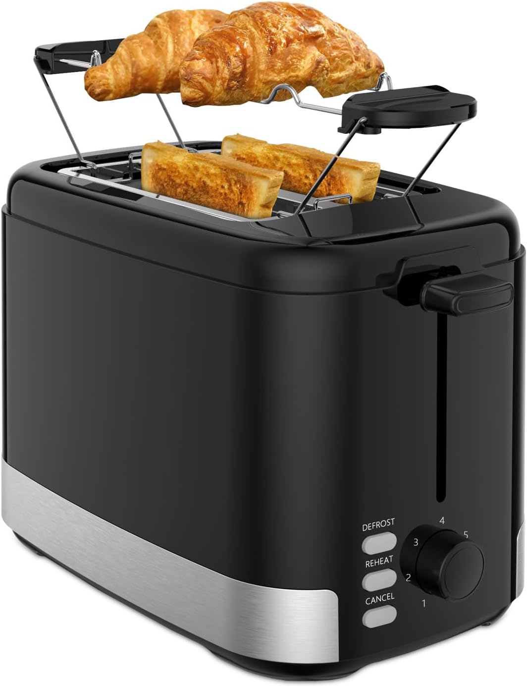 Toaster 2 Slice, Bread Toasters, 7-Shade Settings,Reheat,Defrost,Cancel Function, with Removal Crumb Tray and Warming Rack