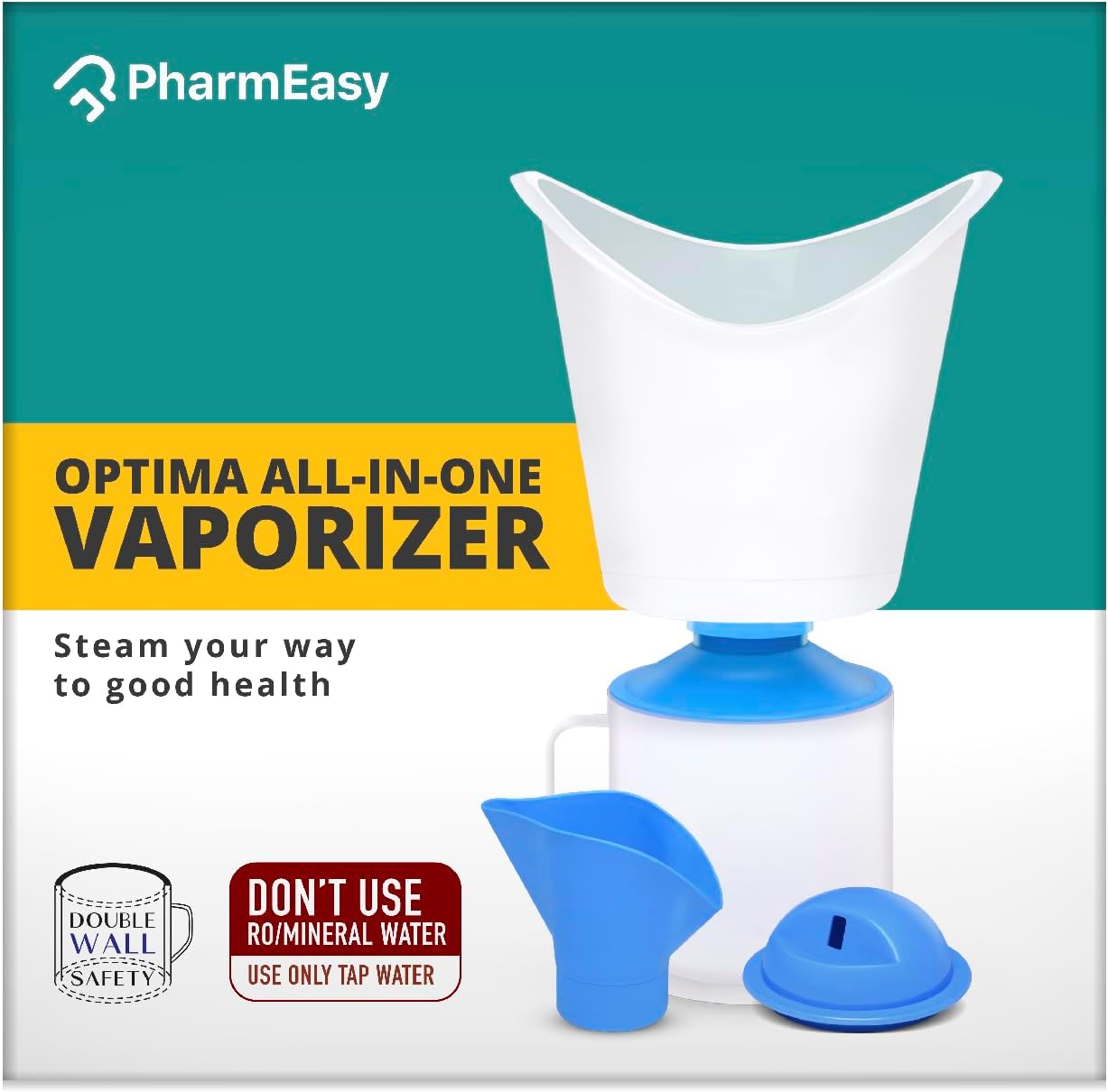 PharmEasy All In One Steam Vaporizer Machine Or Steamer For Cold And Cough Is A Machine Designed For Nozzle Inhaler,Electric Vapor Machine,Facial Sauna And Face Steamer Machine For Adults and Kids