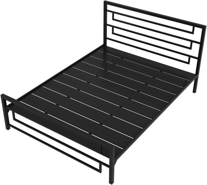 RIGID Steel Bed With Heavy Duty Metal Platform (Single Bed, Black)