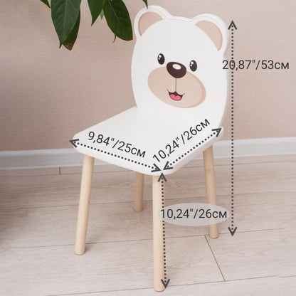 135- Kids Wooden Table and Chair Set Kids Play Table with 1 Chair 1 Pieces Kids Round Table for Toddler Girls Boys White Kids Furniture for Kids Room Classroom White