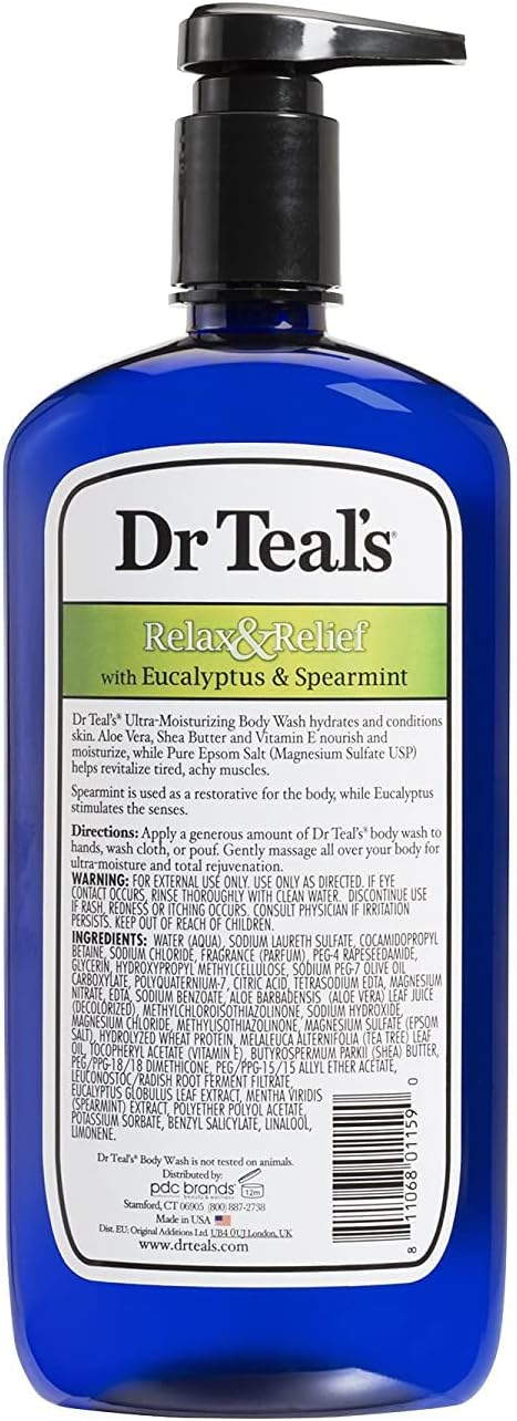 Dr Teal's Epsom Salt Body Wash - EUcalyptUS & Spearmint, 710Ml, 24 Ounce