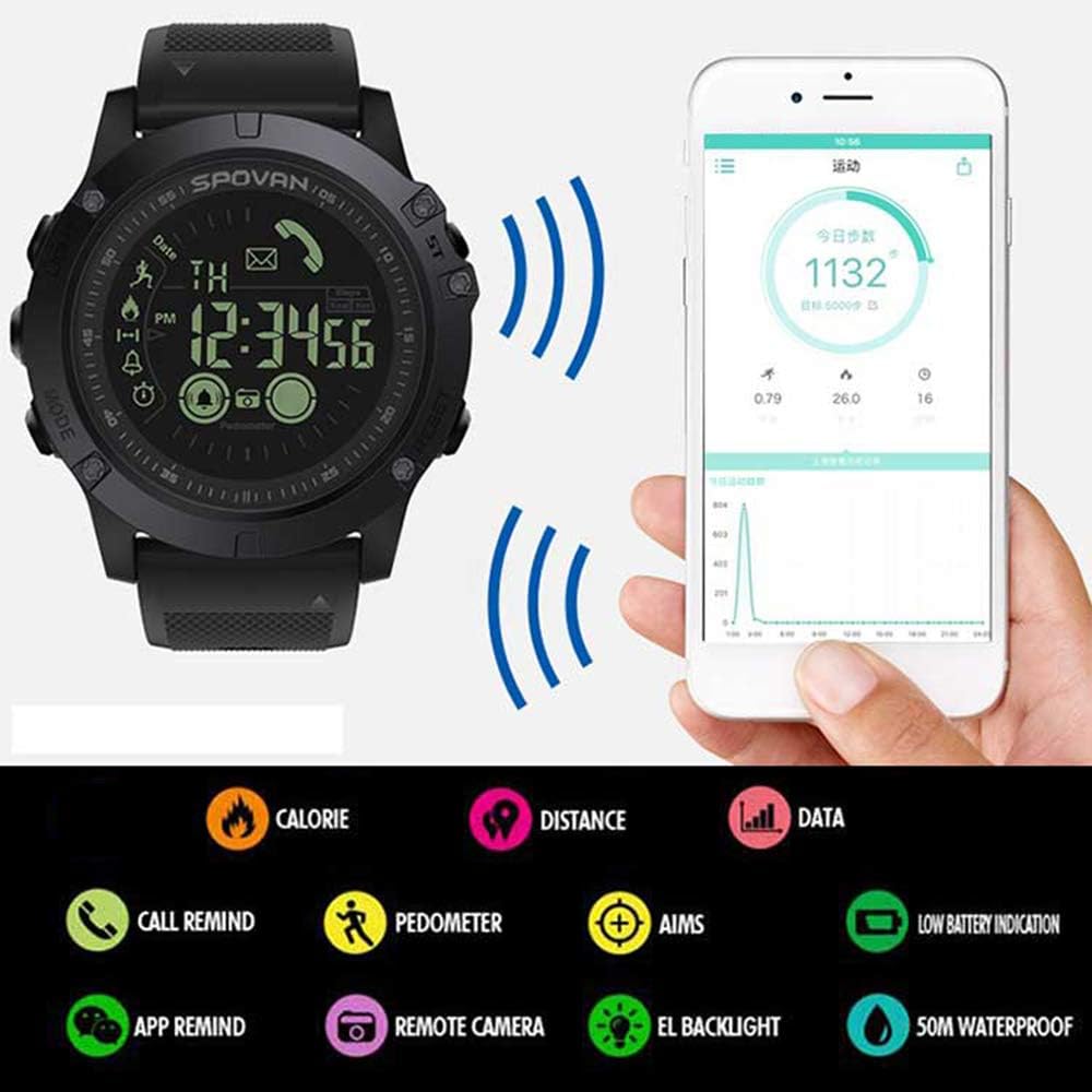 Outdoor Digital Smart Sport Watch for Men with Pedometer Wrist Watch for iOS and Android 50M Waterproof