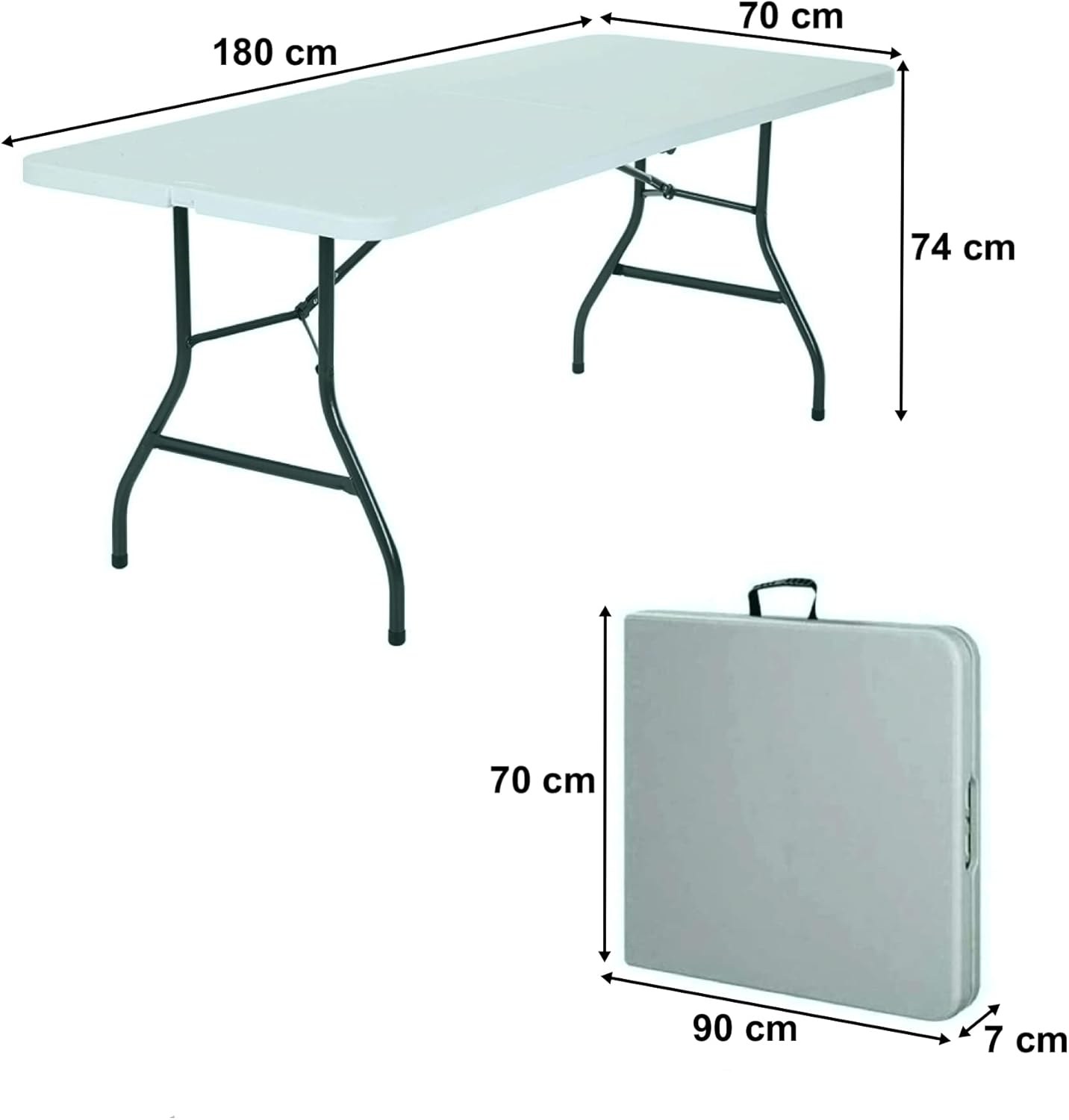 HEXAR® Heavy Duty Multipurpose Camping Table Portable Folding Table Picnic Dining table Centerfold Ideal for Crafts Outdoor Events Lightweight and Durable Table with Carry Handle (L152 W70 H74 CM)