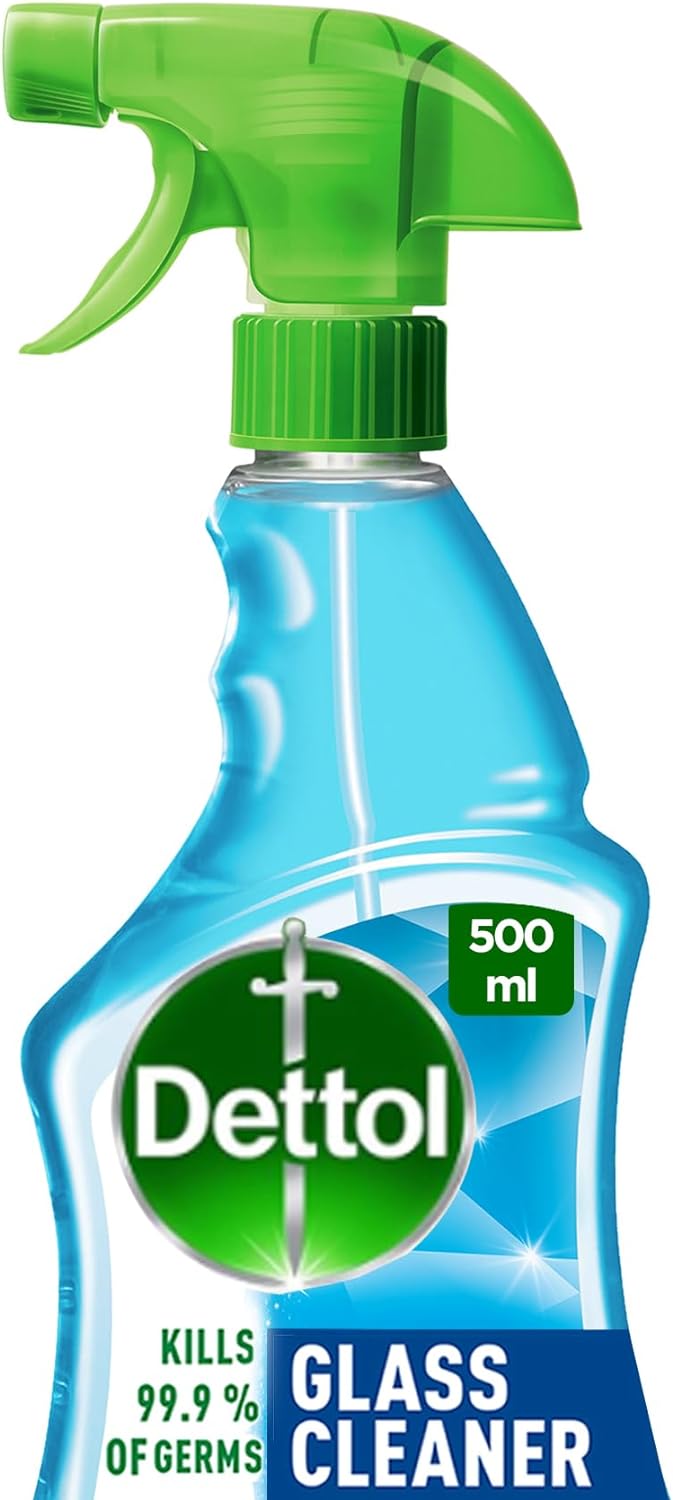 Dettol Sparkling Shine Glass Cleaner, helps remove Greasy Residues, Trigger Spray Bottle, 500ml ( Packaging May Vary)