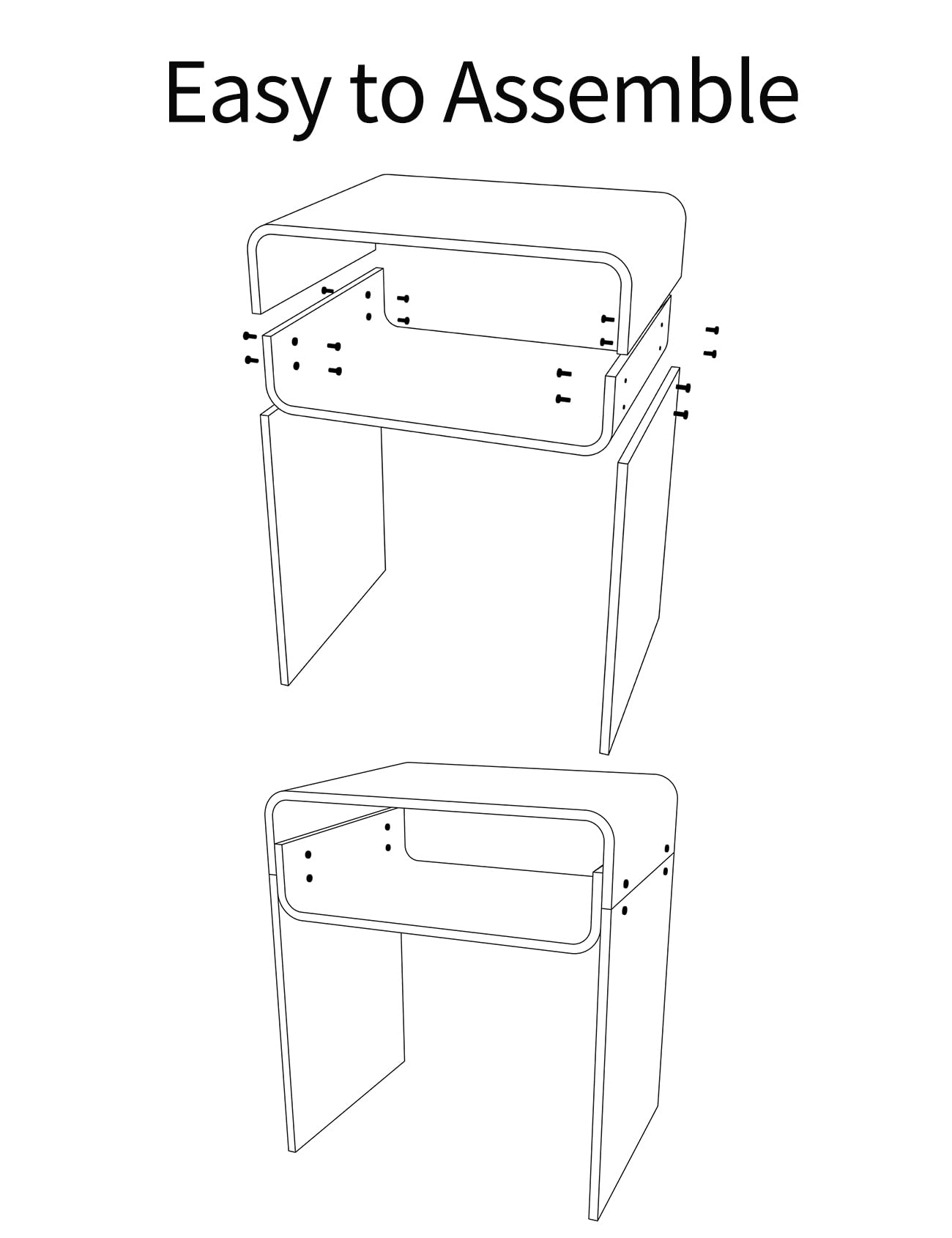 solaround Acrylic Side Table, Nightstand U-Shaped Bedside Table for Bedroom Living Room, 30 * 40 * 50cm, Clear