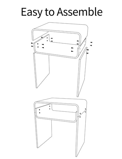 solaround Acrylic Side Table, Nightstand U-Shaped Bedside Table for Bedroom Living Room, 30 * 40 * 50cm, Clear