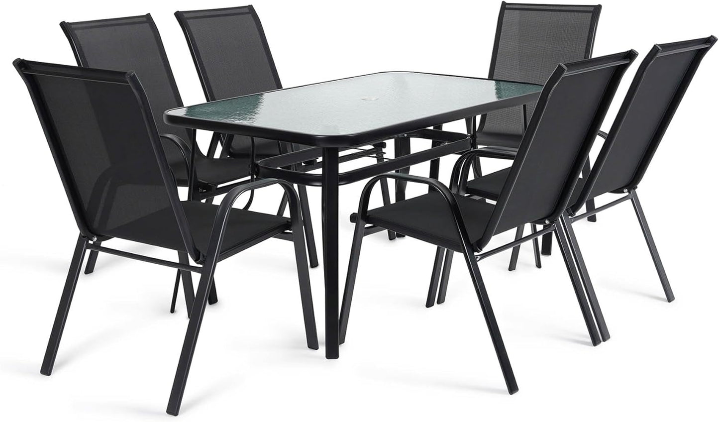 PAN Home Tiptop Garden Dining Set (1+6) GlassAndMetal