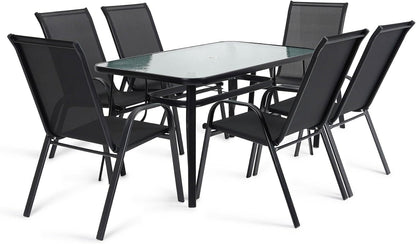 PAN Home Tiptop Garden Dining Set (1+6) GlassAndMetal